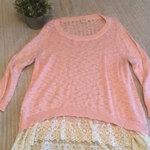 Women’s XL Light Pink Sweater With Lace Mossimo
